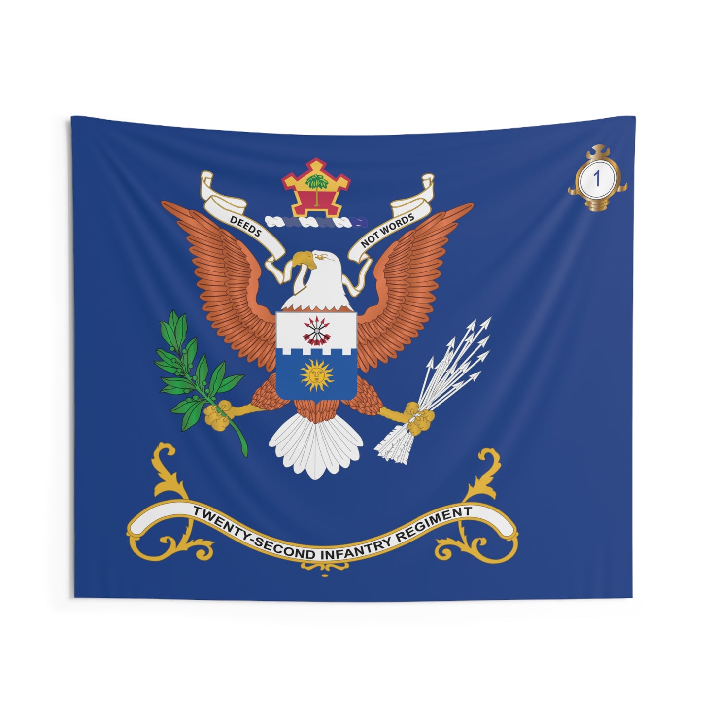 Indoor Wall Tapestries - Indoor Wall Tapestries - 1st Battalion, 22nd Infantry Regiment -Deeds, Not Words