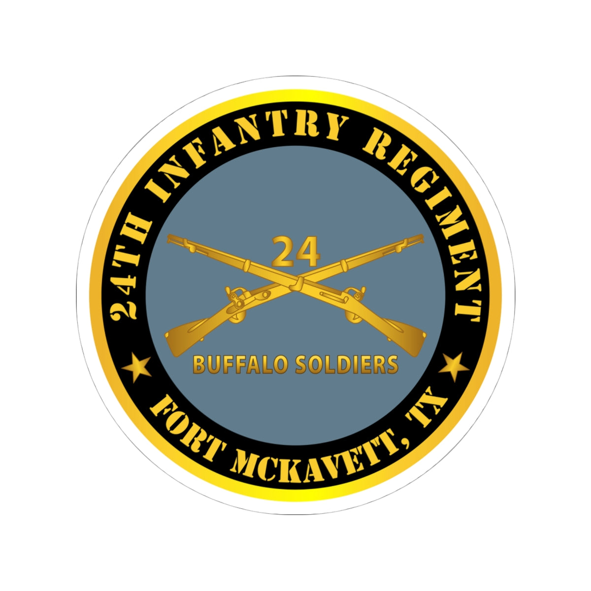 Kiss-Cut Stickers - Army - 24th Infantry Regiment - Fort McKavett, TX - Buffalo Soldiers w Inf Branch
