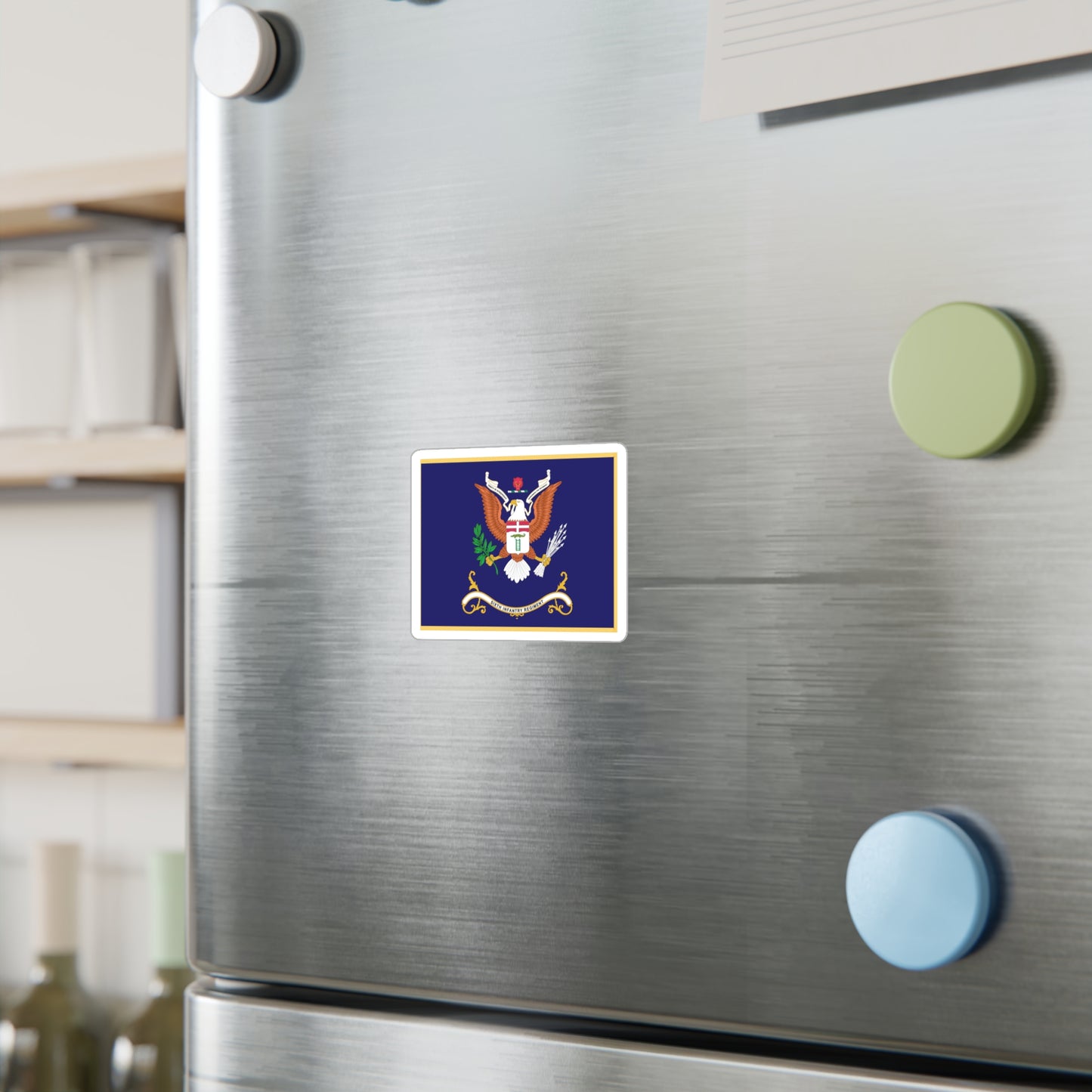 Kiss-Cut Vinyl Decals - Army - Regimental Colors - 6th Infantry Regiment - UNITY IS STRENGTH - Flag w Fringe X 300