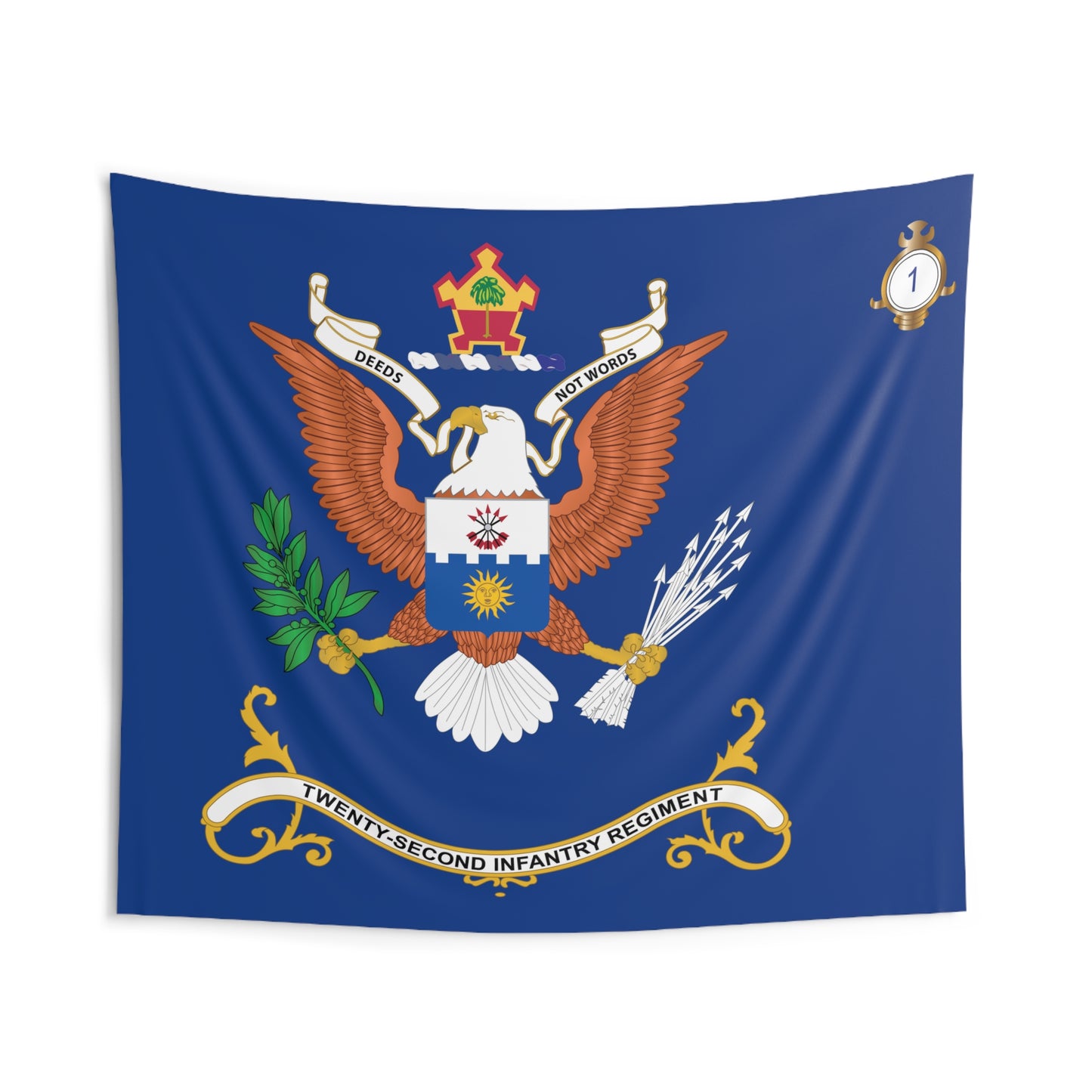 Indoor Wall Tapestries - Indoor Wall Tapestries - 1st Battalion, 22nd Infantry Regiment -Deeds, Not Words