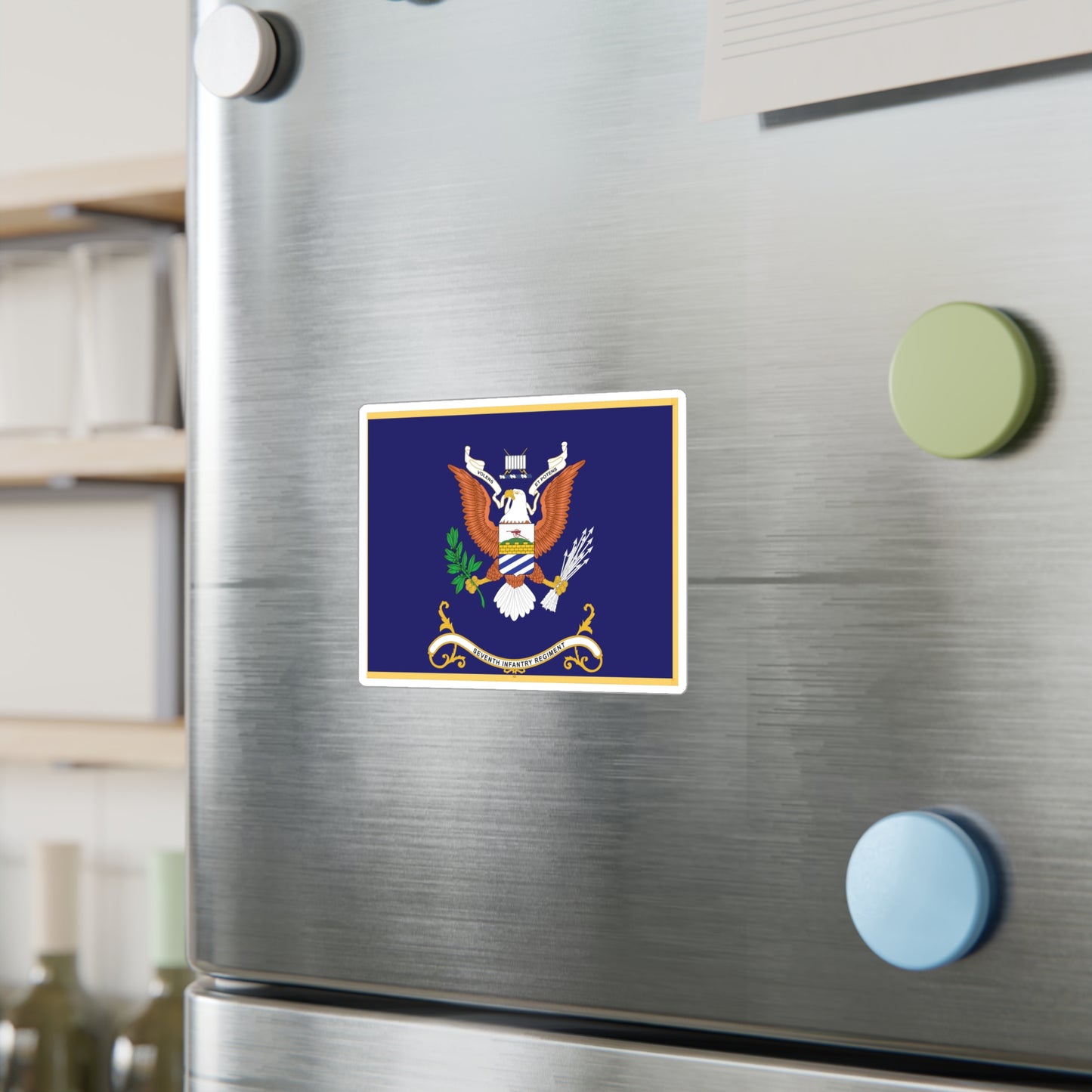 Kiss-Cut Vinyl Decals - Army - Regimental Colors - 7th Infantry Regiment - VOLENS ET POTENS - Flag w Fringe X 300