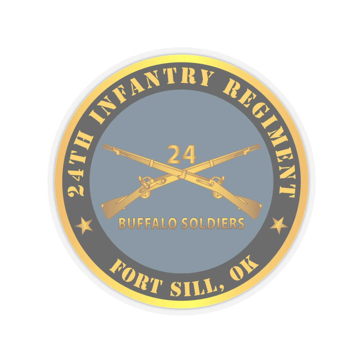 Kiss-Cut Stickers - Army - 24th Infantry Regiment - Fort Sill, OK - Buffalo Soldiers w Inf Branch