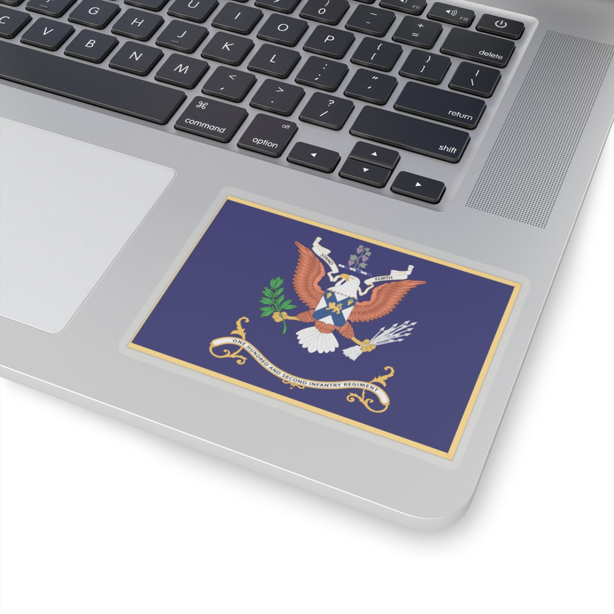 Kiss-Cut Stickers - Army - Regimental Colors - 102nd Infantry Regiment - STAND FORTH Flag w Fringe X 300
