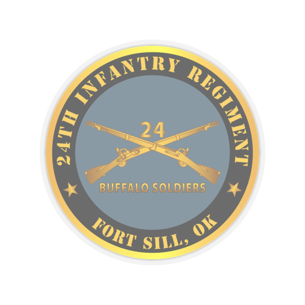 Kiss-Cut Stickers - Army - 24th Infantry Regiment - Fort Sill, OK - Buffalo Soldiers w Inf Branch