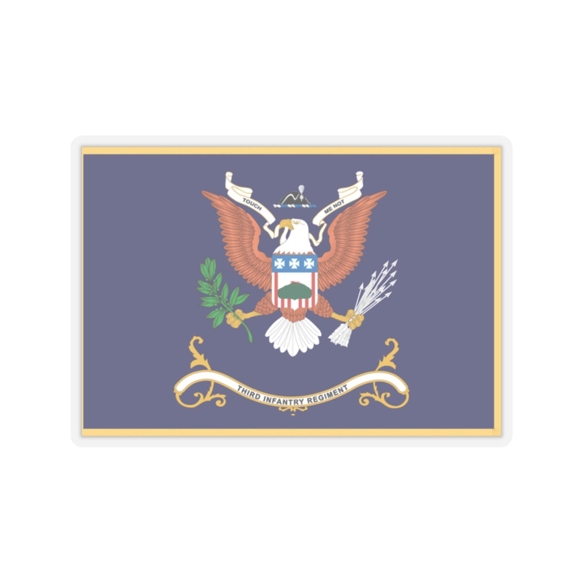 Kiss-Cut Stickers - Army - Regimental Colors - 3rd Infantry Regiment - TOUCH ME NOT - Flag w Fringe X 300