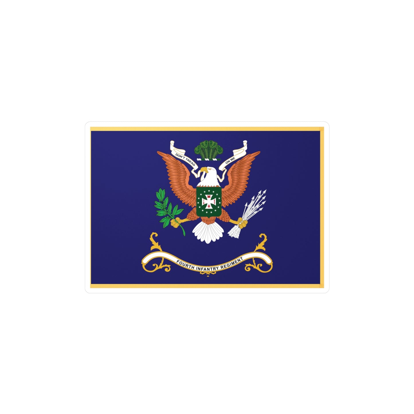Kiss-Cut Vinyl Decals - Army - Regimental Colors - 4th Infantry Regiment - DONT TREAD ON ME - Flag w Fringe X 300