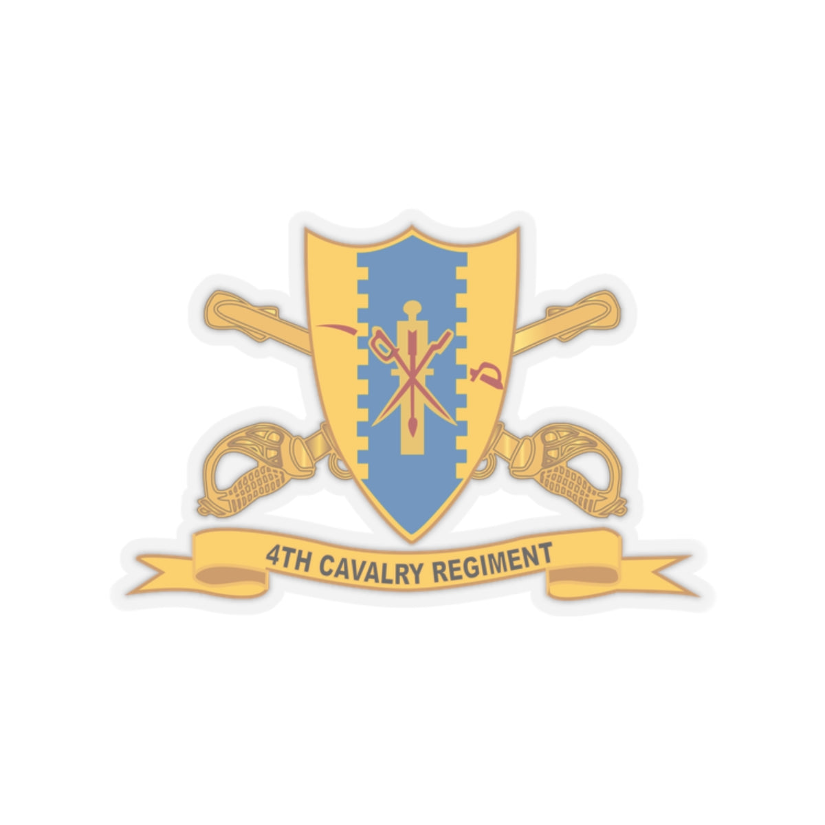 Kiss-Cut Stickers - Army - 4th Cavalry Regiment w Br - Ribbon