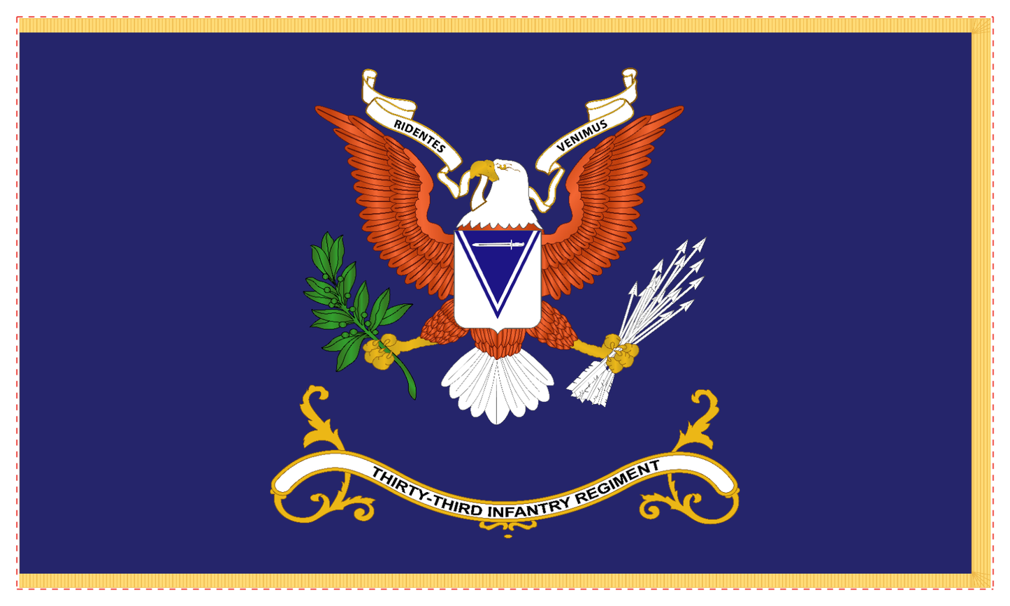 Rectangle Flags - Army - Regimental Colors - 33rd Infantry Regiment - Ridentes Venimus