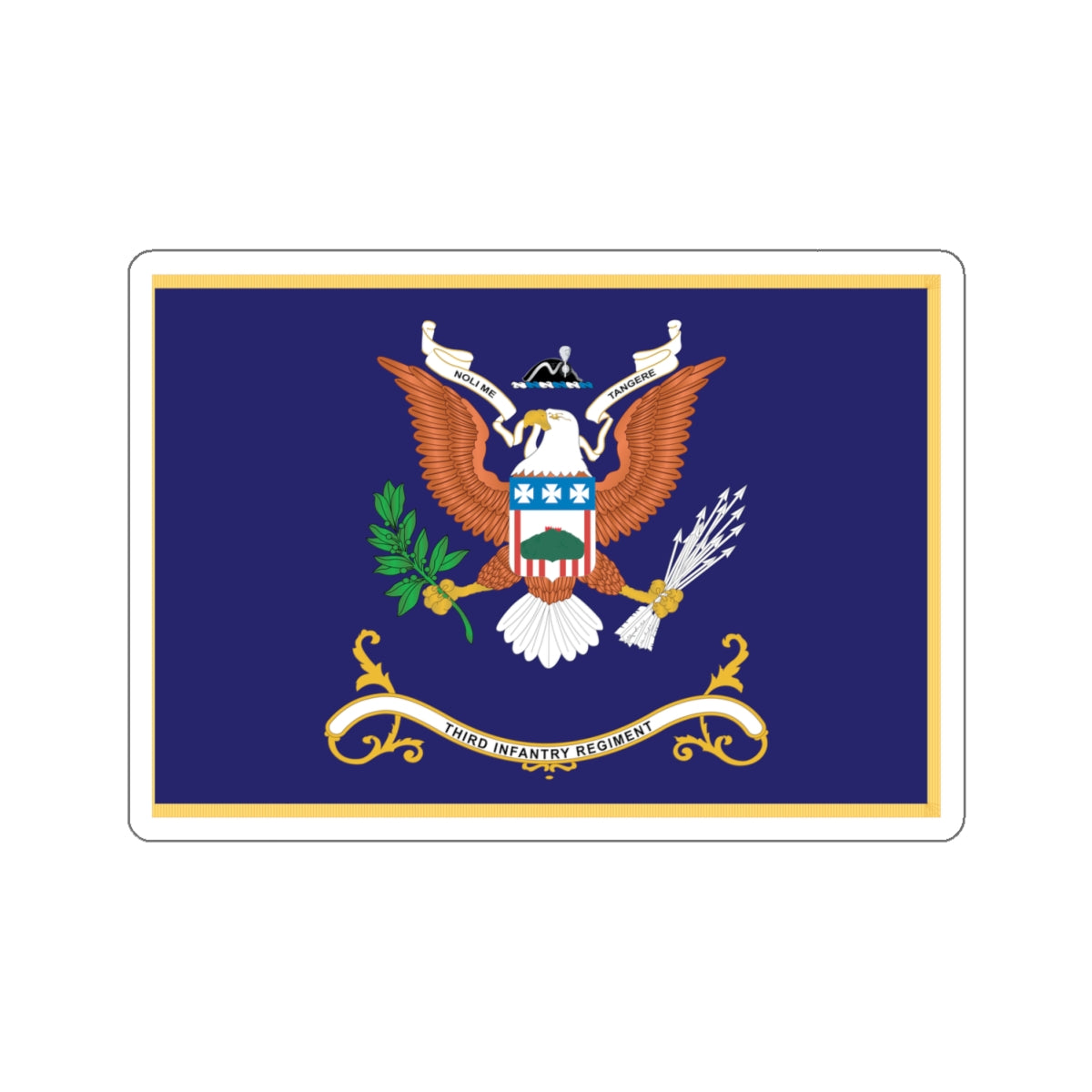 Kiss-Cut Stickers - Army - Regimental Colors - 3rd Infantry Regiment - NOLI ME TANGERE - Flag w Fringe X 300