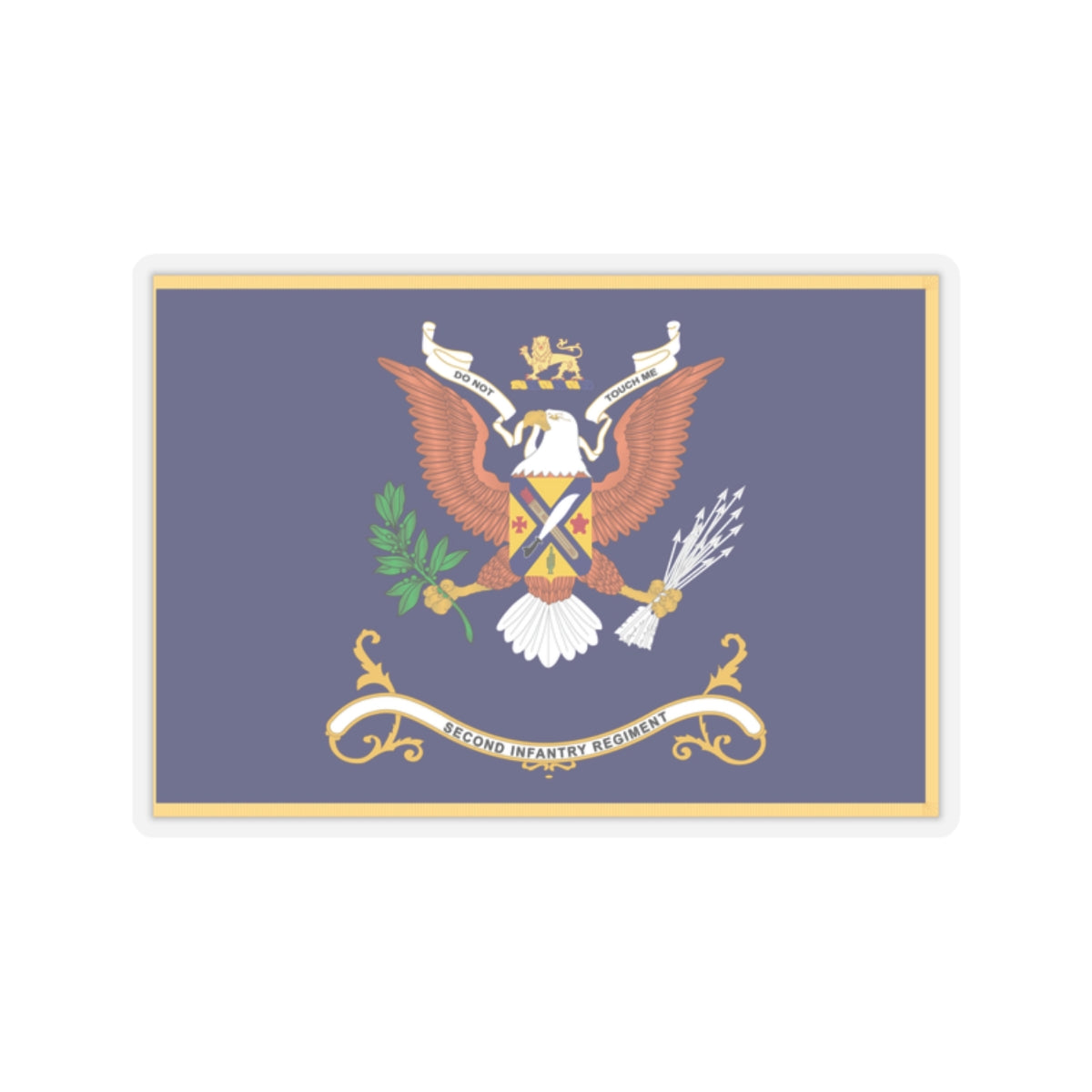 Kiss-Cut Stickers - Army - Regimental Colors - 2nd Infantry Regiment - DO NOT TOUCH ME-1 - Flag w Fringe X 300