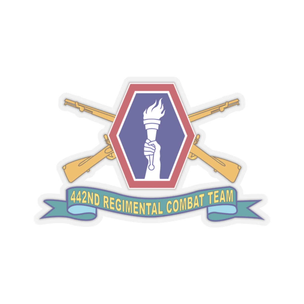 Kiss-Cut Stickers - Army - 442nd Infantry Regimental Combat Team w Br - SSI - Ribbon X 300