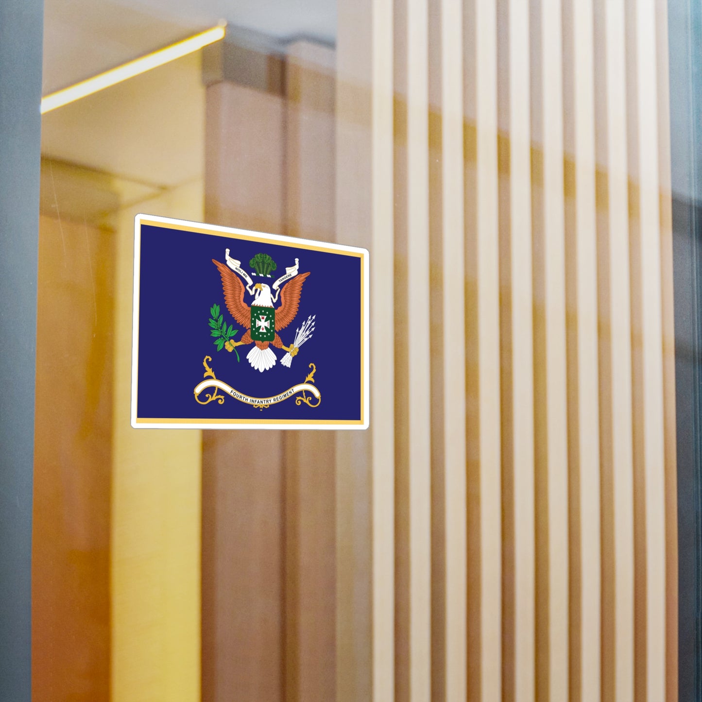 Kiss-Cut Vinyl Decals - Army - Regimental Colors - 4th Infantry Regiment - NOLI ME TANGERE - Flag w Fringe X 300
