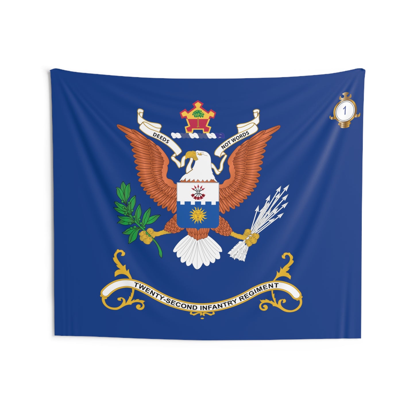 Indoor Wall Tapestries - Indoor Wall Tapestries - 1st Battalion, 22nd Infantry Regiment -Deeds, Not Words