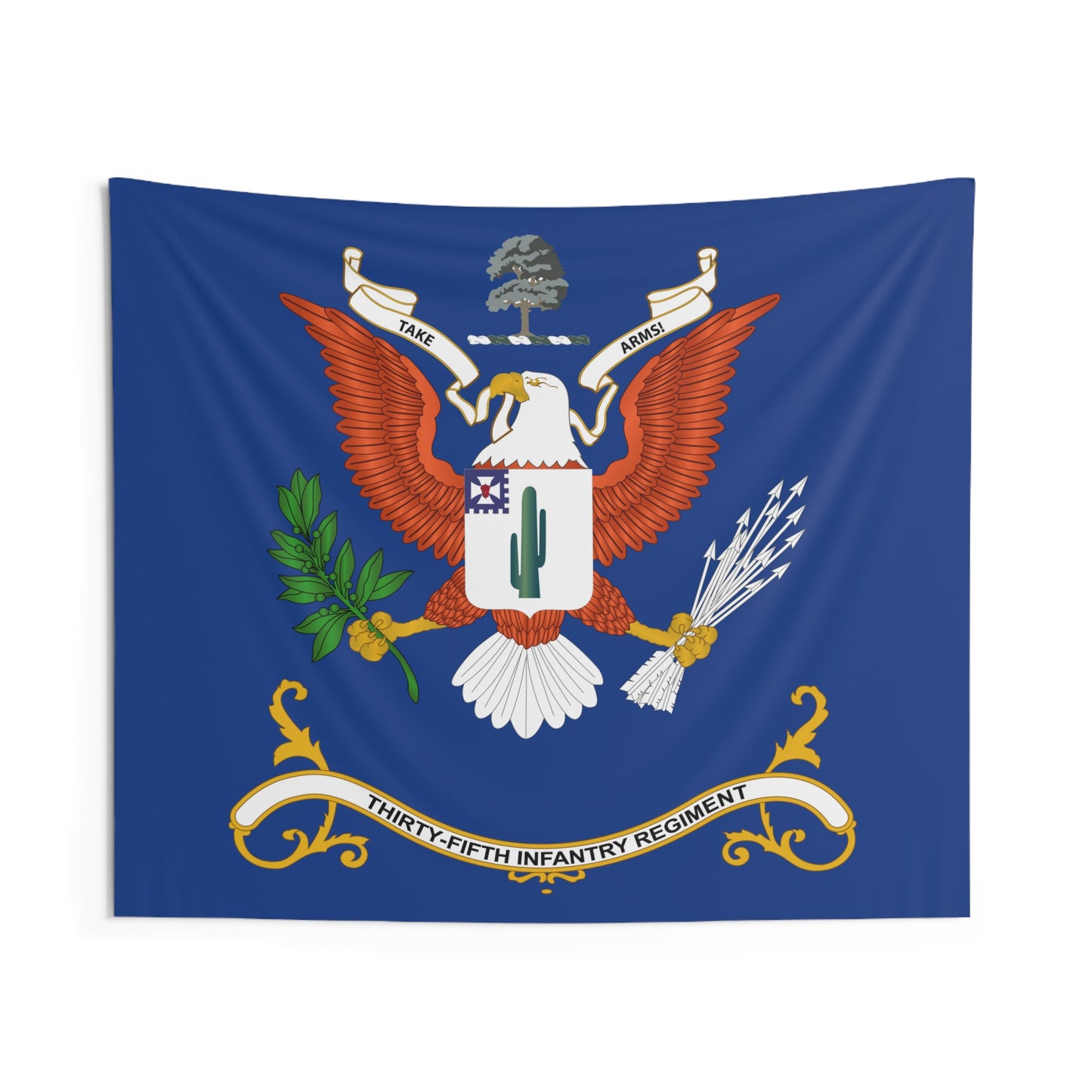 Indoor Wall Tapestries - 35th Infantry Regiment - Take Arms! - Regimental Colors Tapestry
