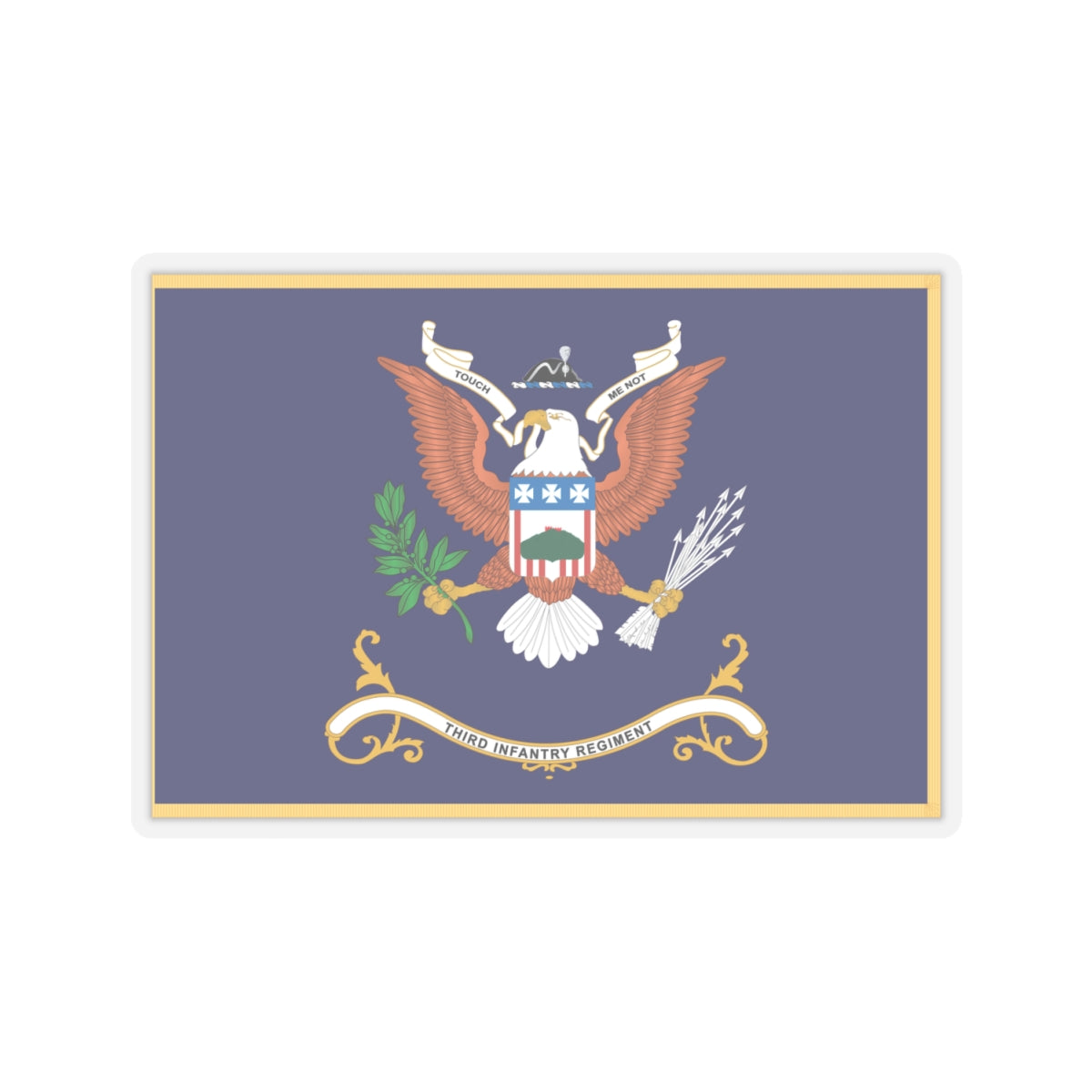 Kiss-Cut Stickers - Army - Regimental Colors - 3rd Infantry Regiment - TOUCH ME NOT - Flag w Fringe X 300
