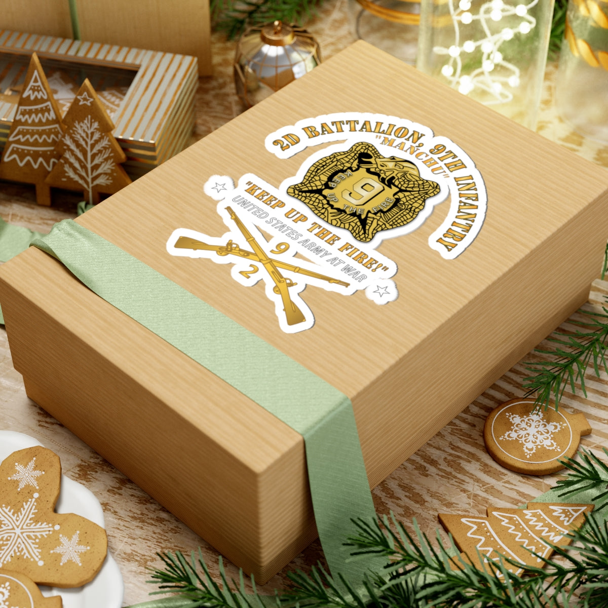 Kiss-Cut Stickers - Army - 2nd Bn 9th Infantry Regiment - Army At War w IN Branch