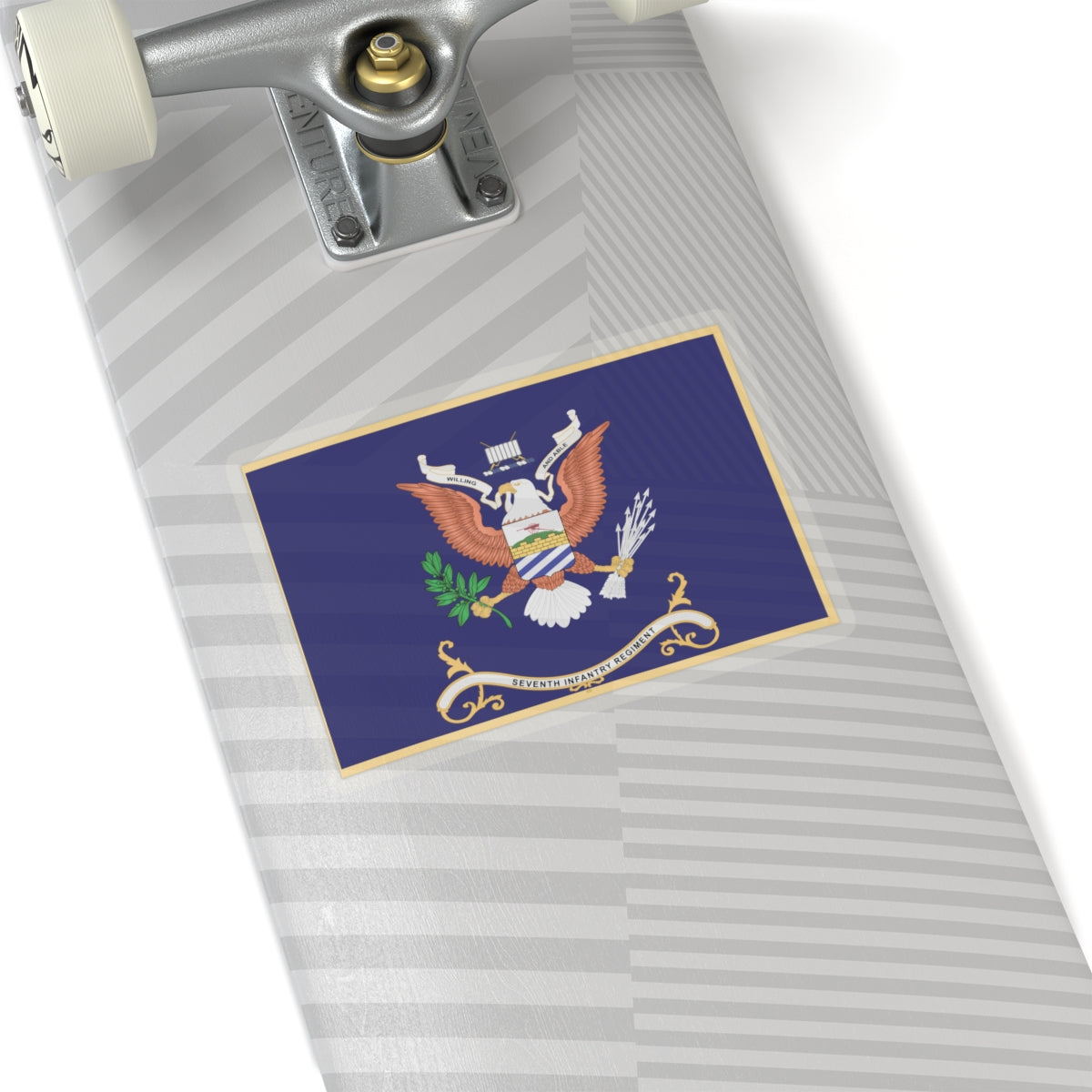 Kiss-Cut Stickers - Army - Regimental Colors - 7th Infantry Regiment - WILLING AND ABLE - Flag w Fringe X 300