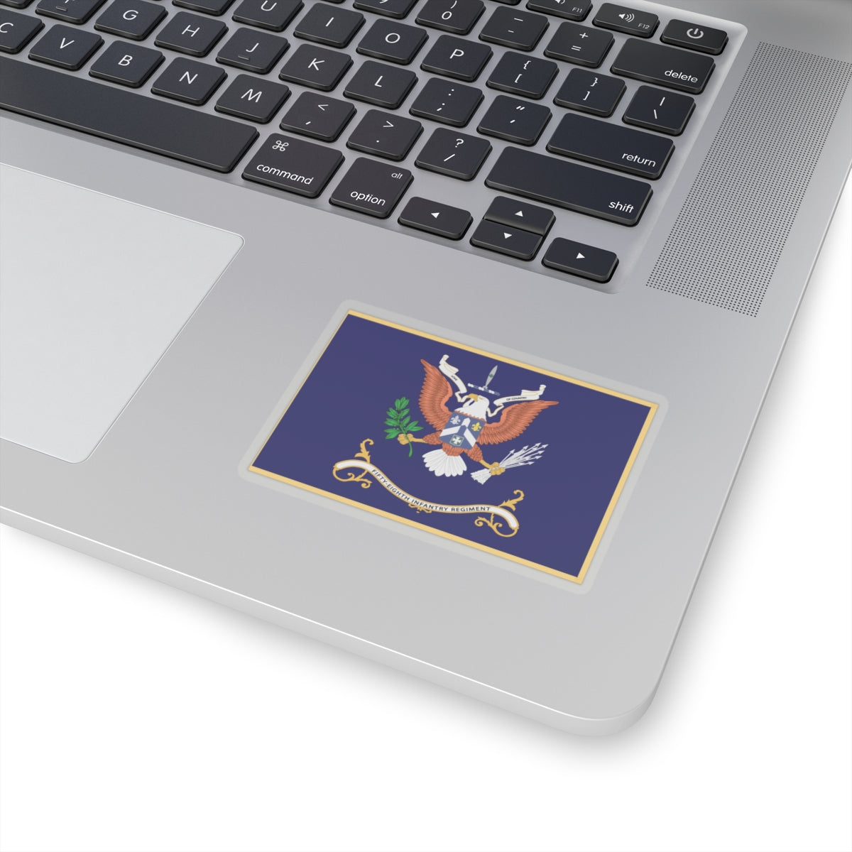 Kiss-Cut Stickers - Army - Regimental Colors - 110th Infantry Regiment - THE DEVOTION OF EACH IS THE STRENGTH OF THE REGIMENT Flag w Fringe X 300