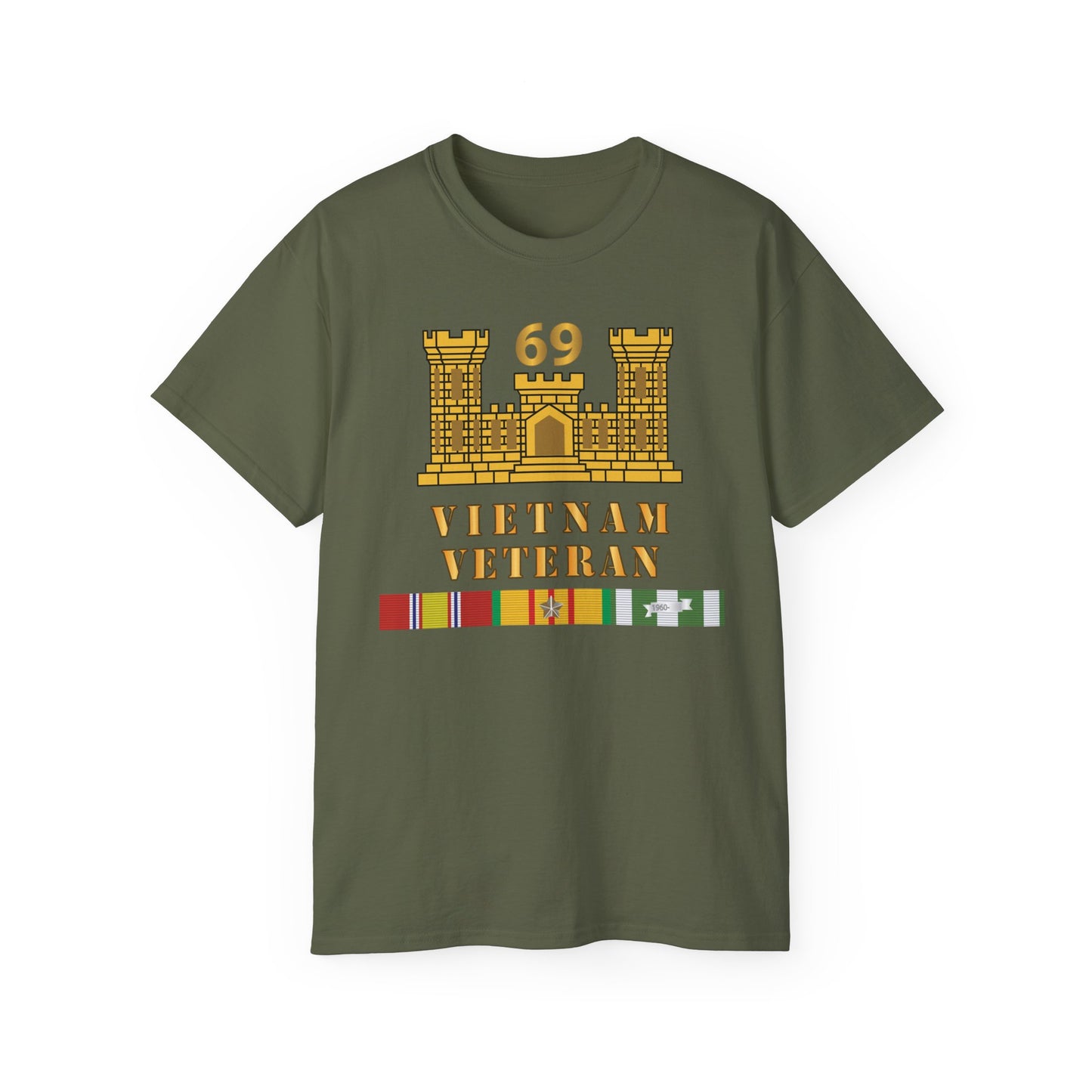 Unisex Ultra Cotton Tee - Army - 69th Engineer Battalion - ENG Branch - Vietnam Vet w VN SVC X 300