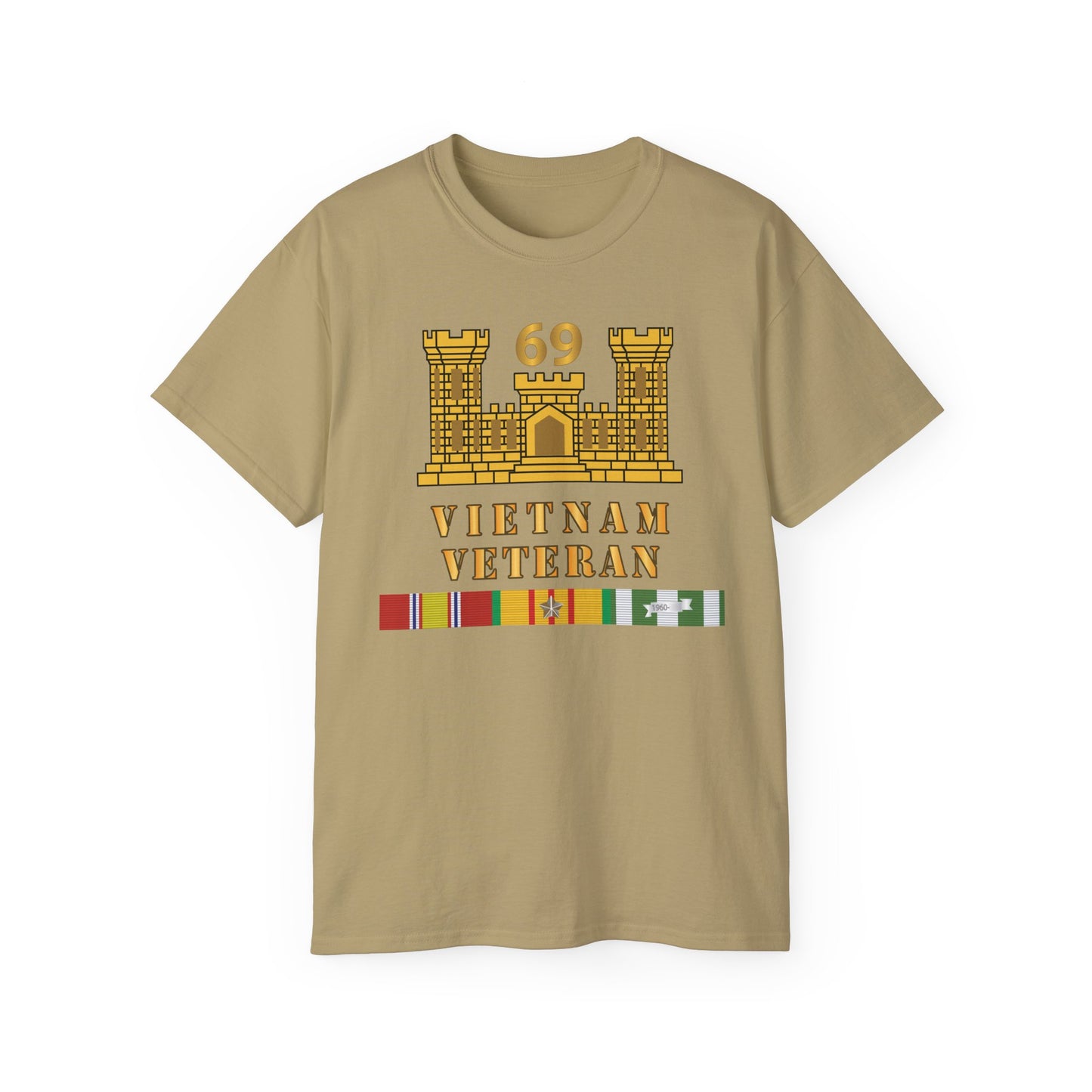 Unisex Ultra Cotton Tee - Army - 69th Engineer Battalion - ENG Branch - Vietnam Vet w VN SVC X 300