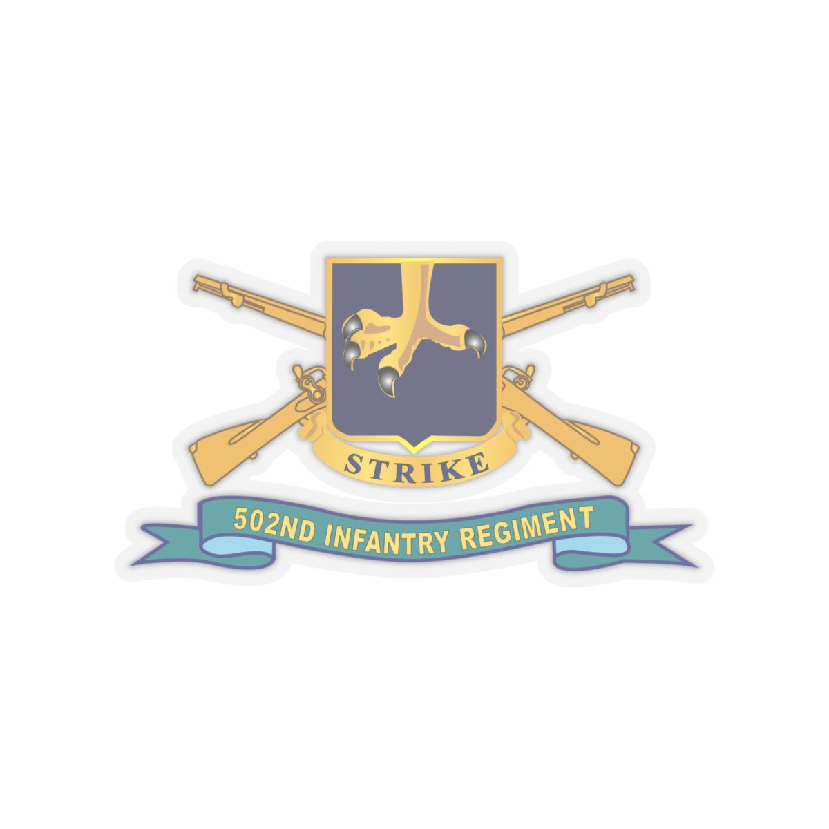 Kiss-Cut Stickers - Army - 502nd Infantry Regiment - DUI w Br - Ribbon X 300