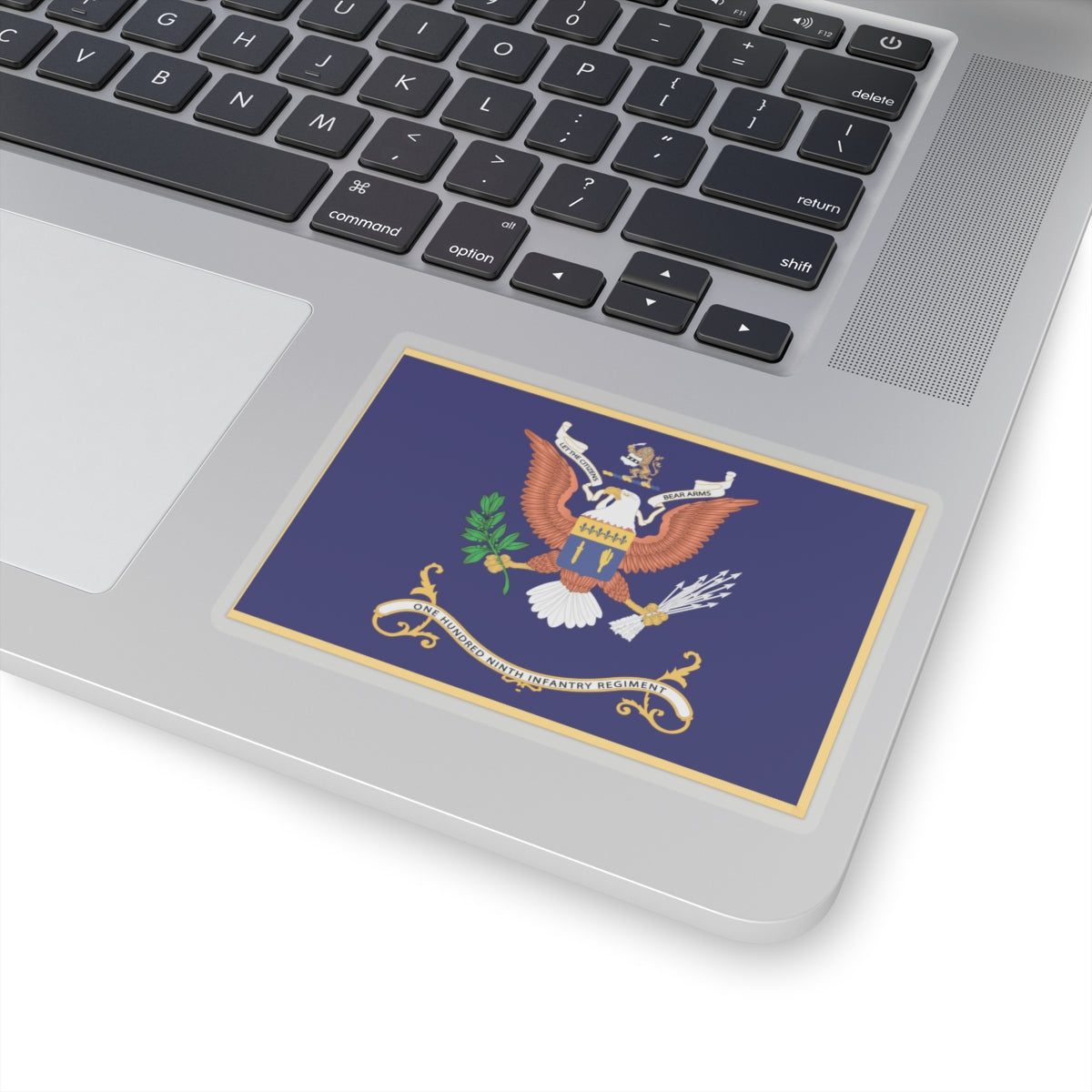 Kiss-Cut Stickers - Army - Regimental Colors - 109th Infantry Regiment - LET THE CITIZENS BEAR ARMS Flag w Fringe X 300
