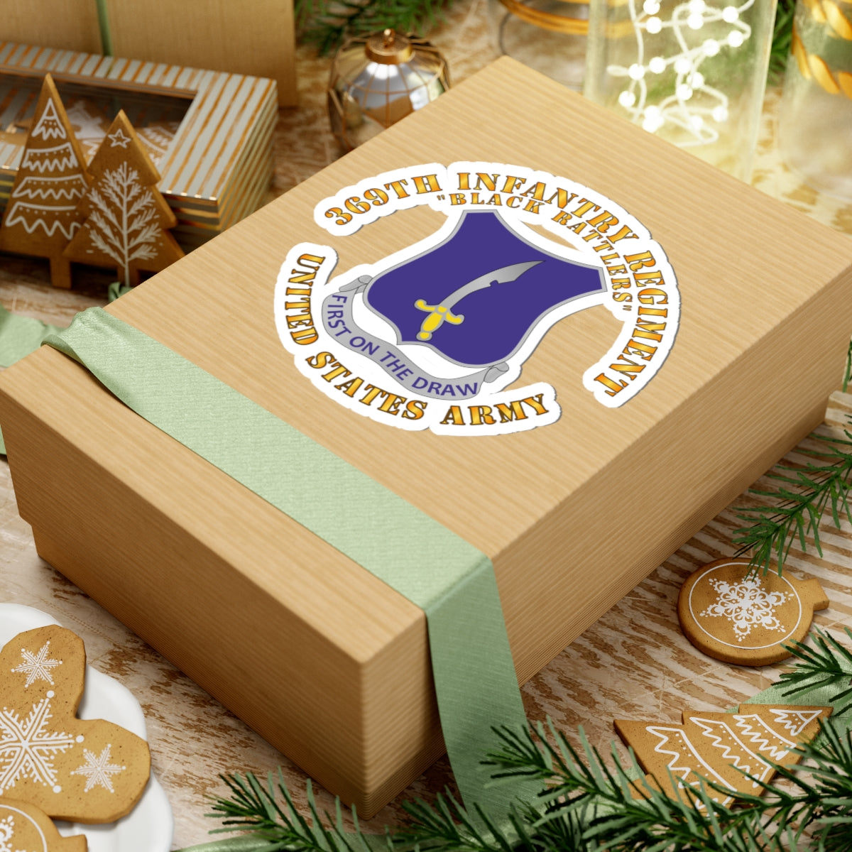 Kiss-Cut Stickers - Army - 369th Infantry Regiment - DUI - First Draw - Black Rattlers