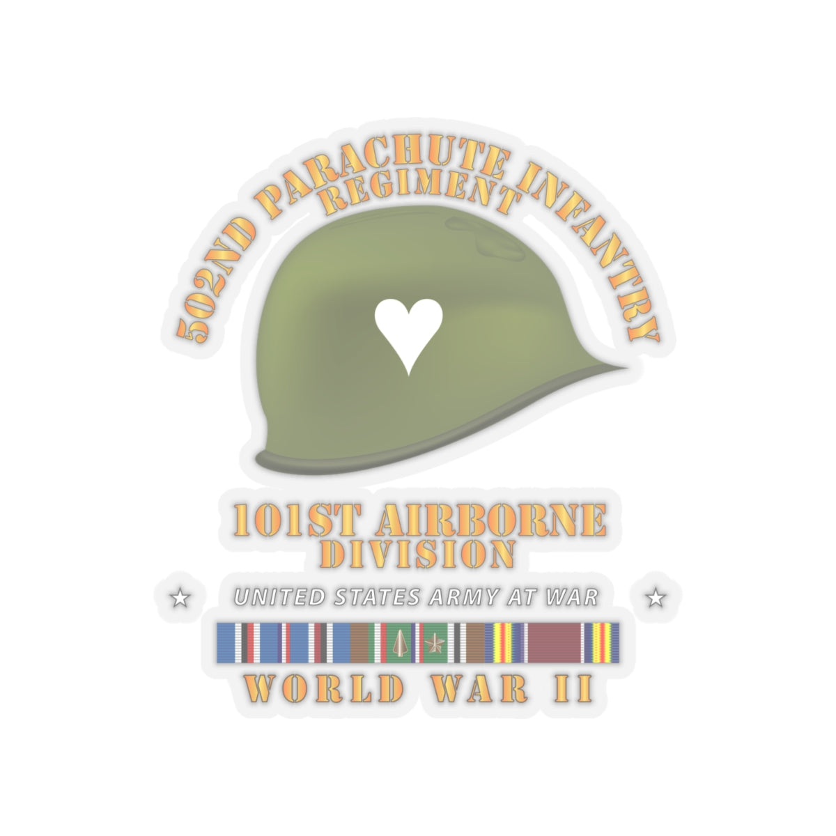 Kiss-Cut Stickers - Army - 502nd PIR 101st Helmet - WWII w EUR SVC