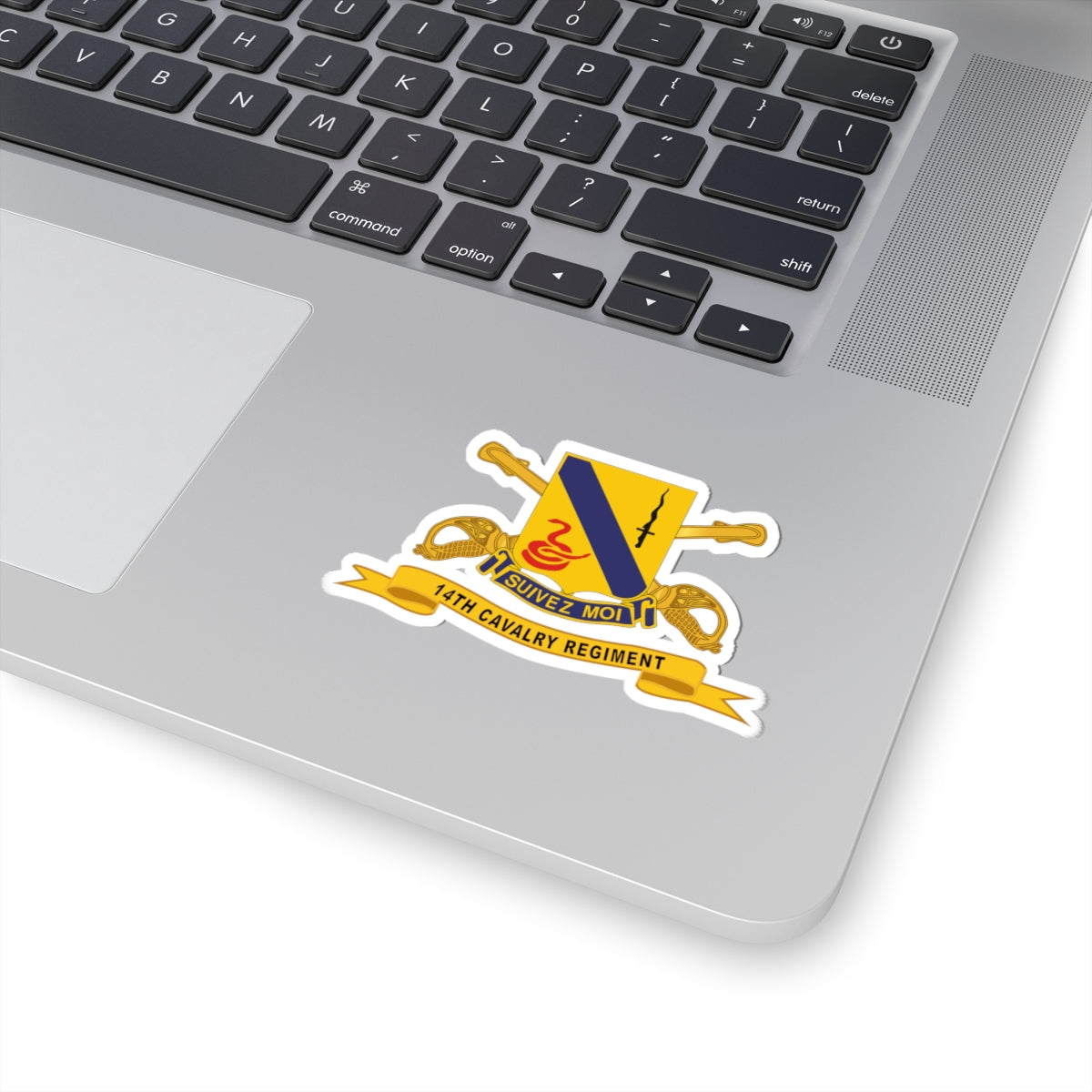 Kiss-Cut Stickers - Army - 14th Cavalry Regiment w Br - Ribbon