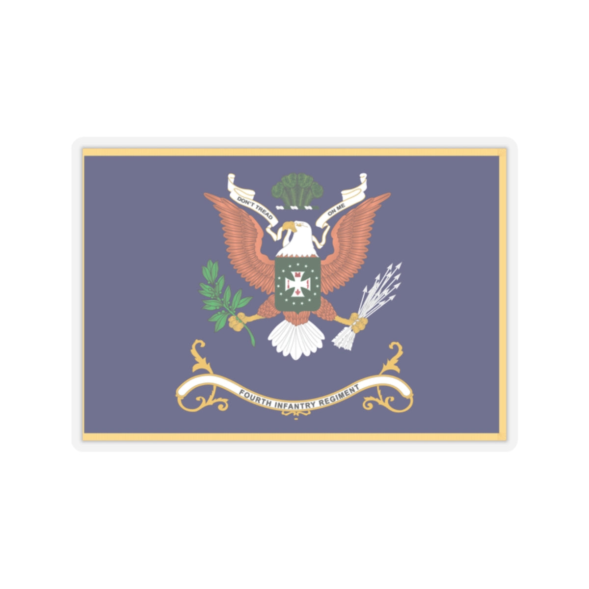 Kiss-Cut Stickers - Army - Regimental Colors - 4th Infantry Regiment - DONT TREAD ON ME - Flag w Fringe X 300