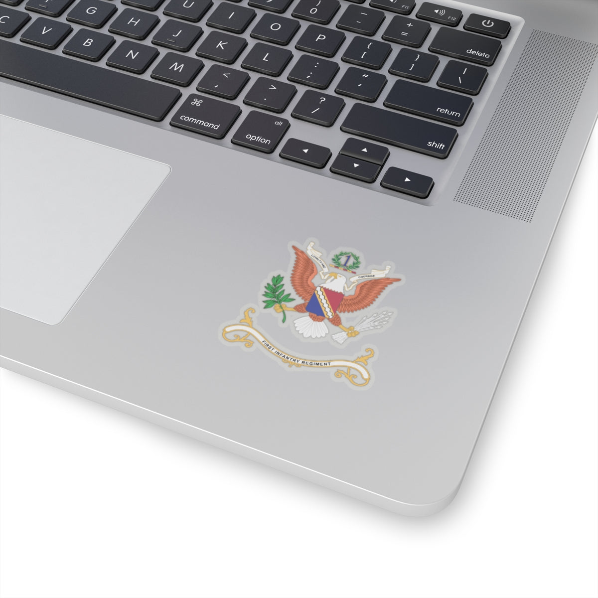 Kiss-Cut Stickers - Army - Regimental Colors - 1st Infantry Regiment -- LOYALTY AND COURAGE - Infantry Branch - Flag w Fringe X 300