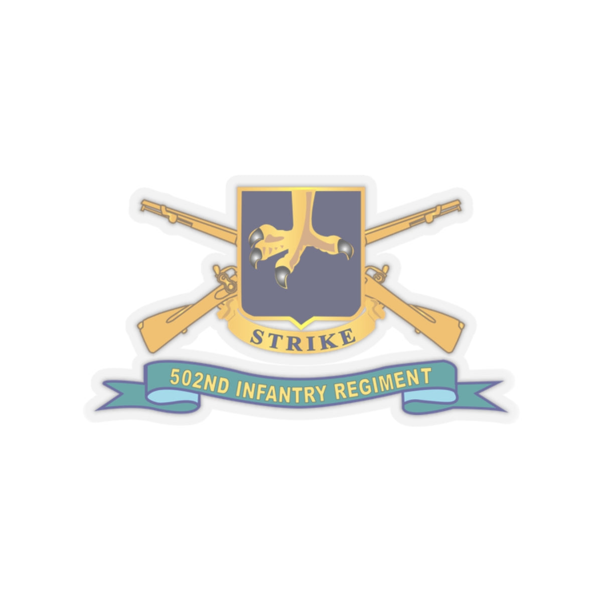 Kiss-Cut Stickers - Army - 502nd Infantry Regiment - DUI w Br - Ribbon X 300