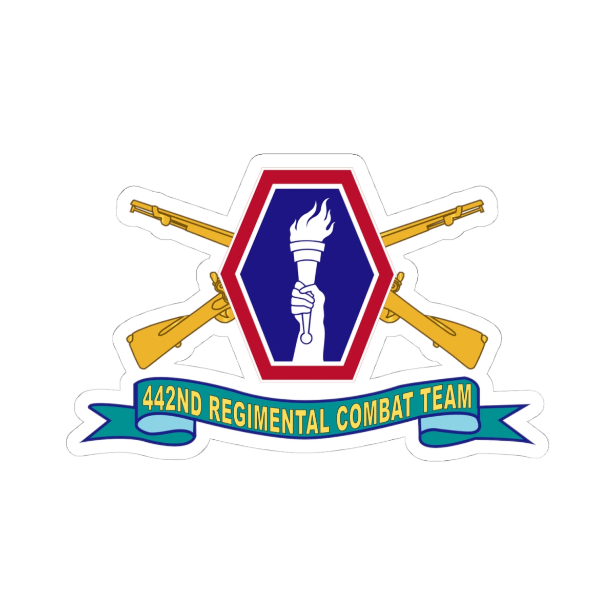 Kiss-Cut Stickers - Army - 442nd Infantry Regimental Combat Team w Br - SSI - Ribbon X 300