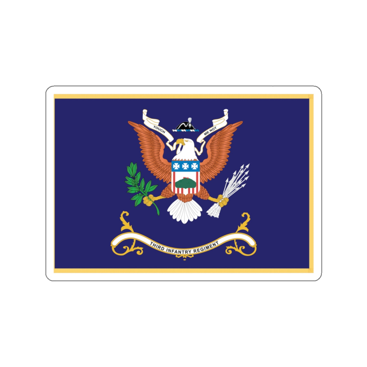 Kiss-Cut Stickers - Army - Regimental Colors - 3rd Infantry Regiment - TOUCH ME NOT - Flag w Fringe X 300