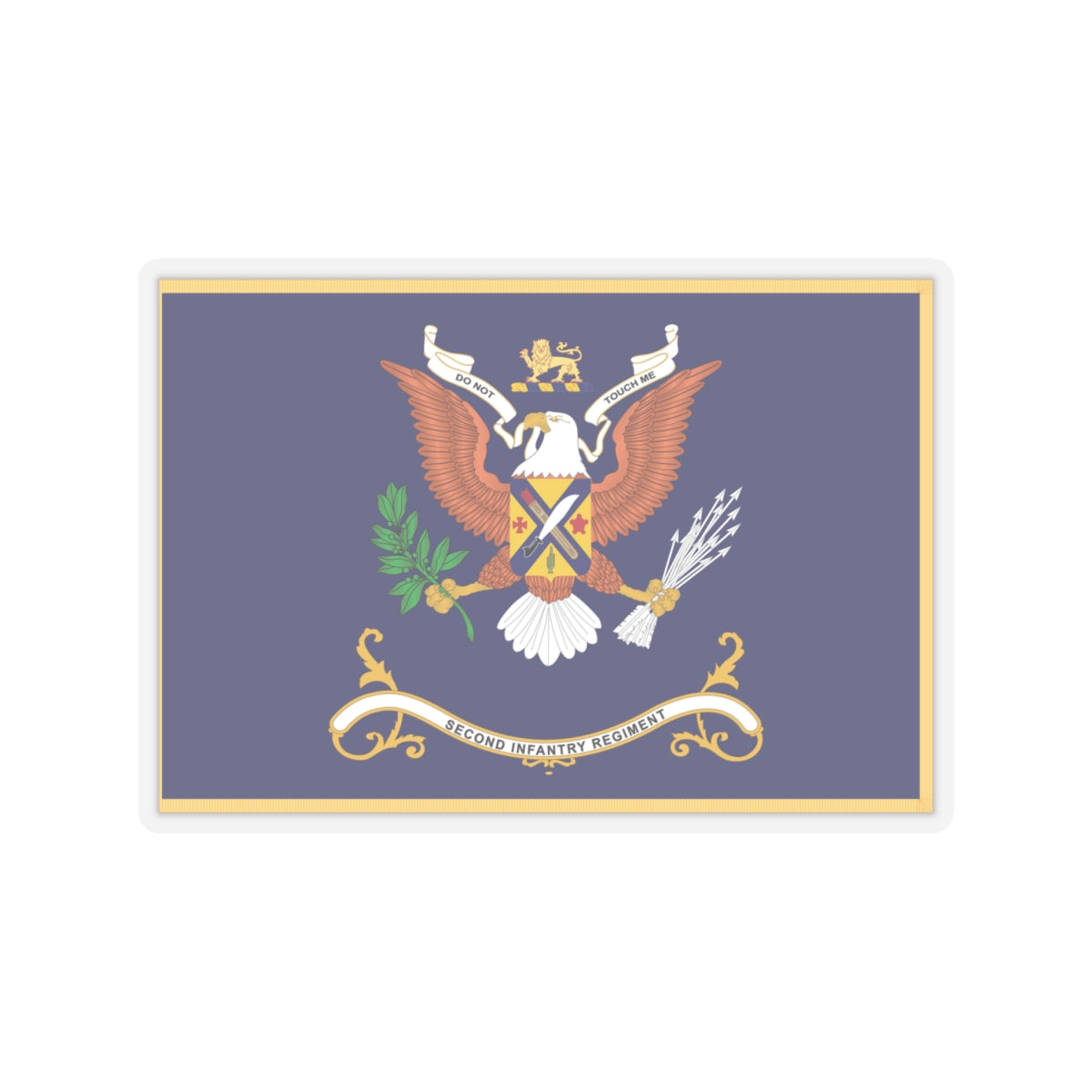 Kiss-Cut Stickers - Army - Regimental Colors - 2nd Infantry Regiment - DO NOT TOUCH ME-1 - Flag w Fringe X 300
