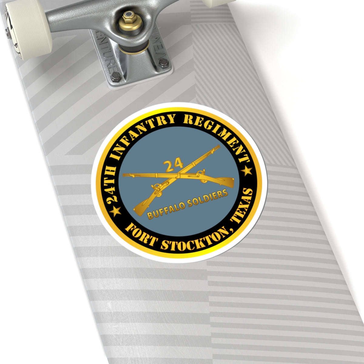 Kiss-Cut Stickers - Army - 24th Infantry Regiment - Fort Stockton, TX - Buffalo Soldiers w Inf Branch X 300