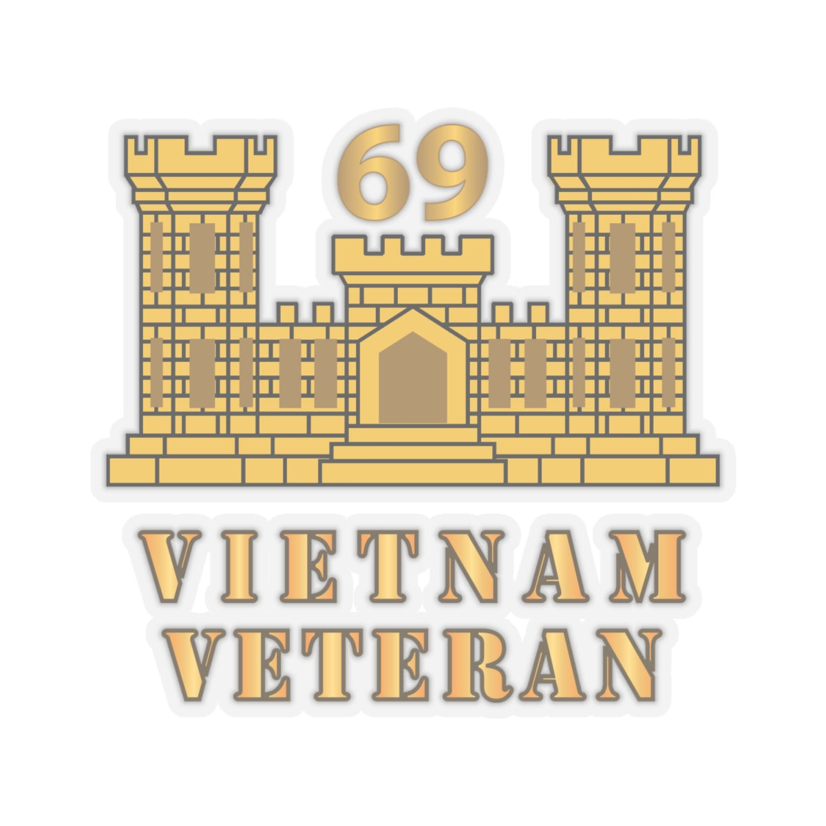 Kiss-Cut Stickers - Army - 69th Engineer Battalion - ENG Branch - Vietnam Veteran X 300