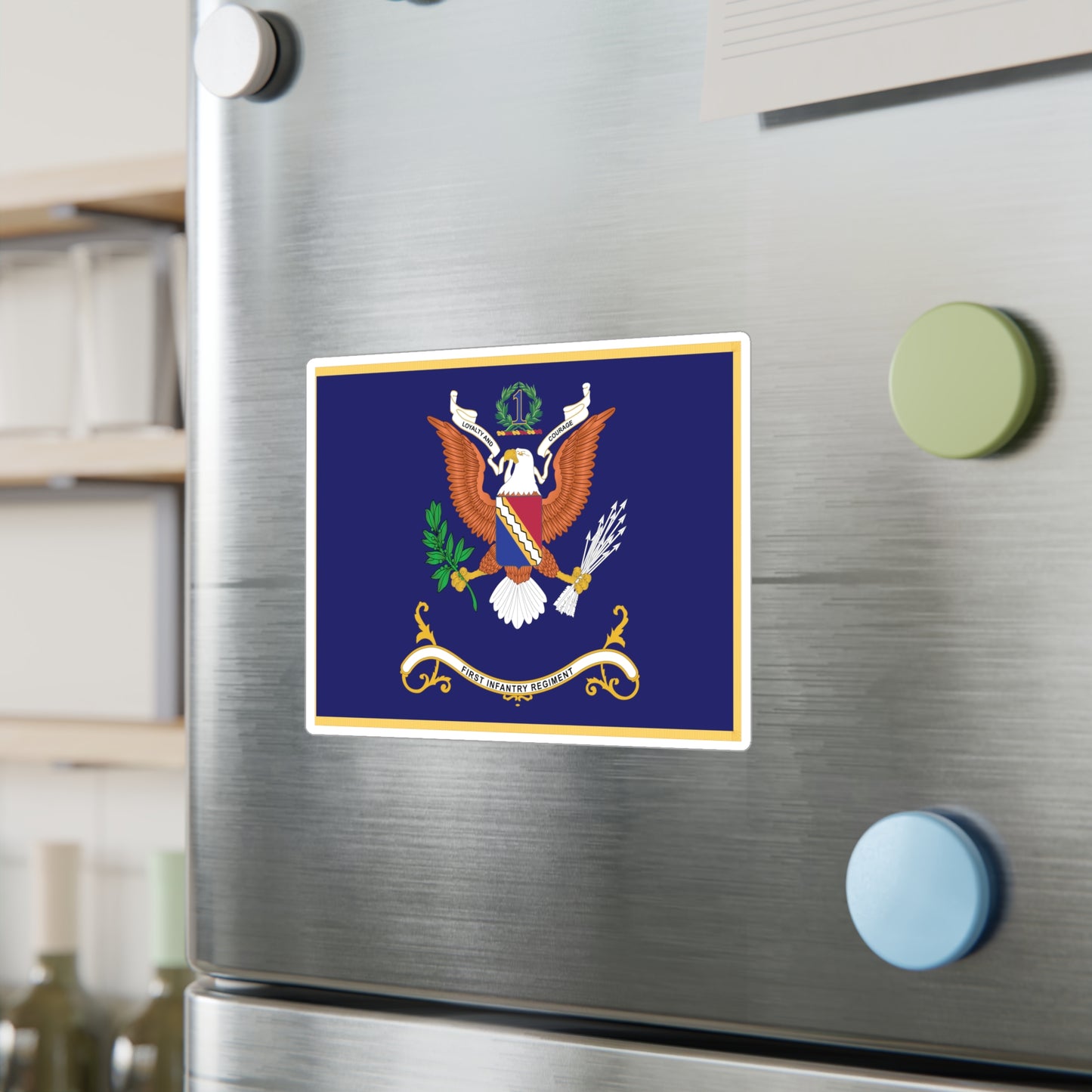 Kiss-Cut Vinyl Decals - Army - Regimental Colors - 2nd Infantry Regiment - DO NOT TOUCH ME-1 - Flag w Fringe X 300