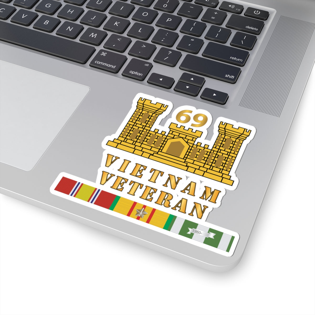 Kiss-Cut Stickers - Army - 69th Engineer Battalion - ENG Branch - Vietnam Vet w VN SVC X 300