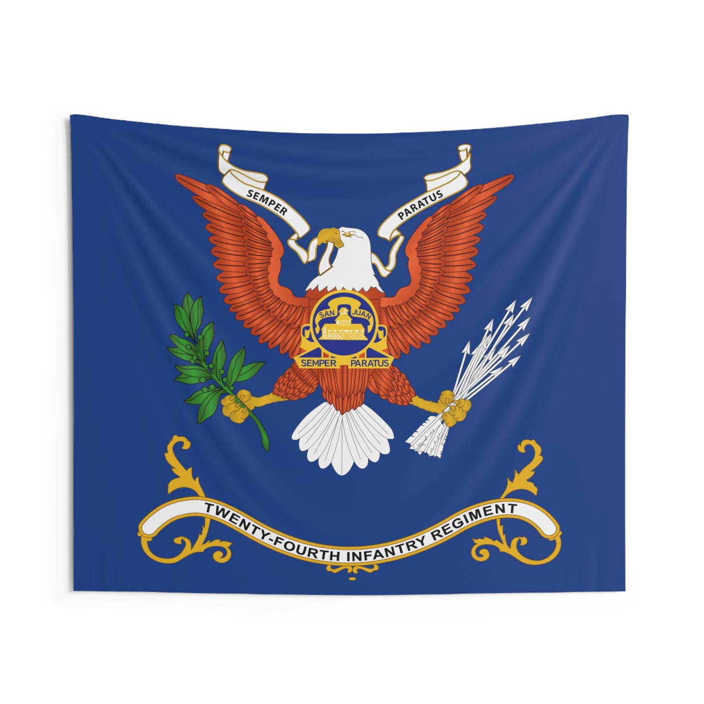 Indoor Wall Tapestries - 24th Infantry Regiment - "Semper Paratus" - Regimental Colors Tapestry
