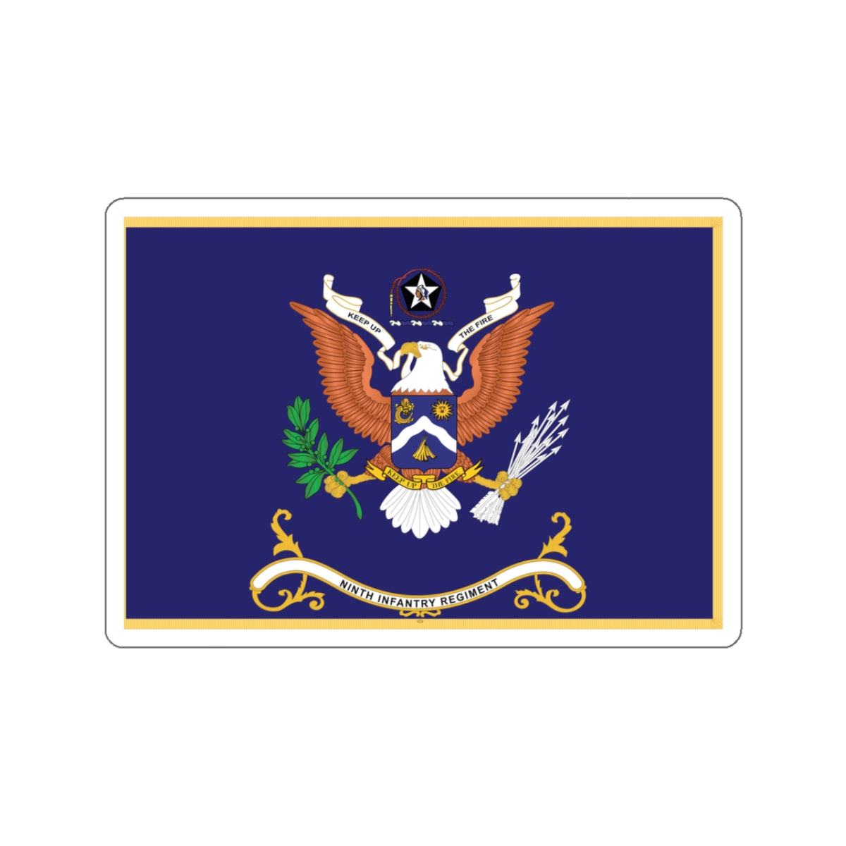 Kiss-Cut Stickers - Army - Regimental Colors - 9th Infantry Regiment - KEEP UP THE FIRE x 300