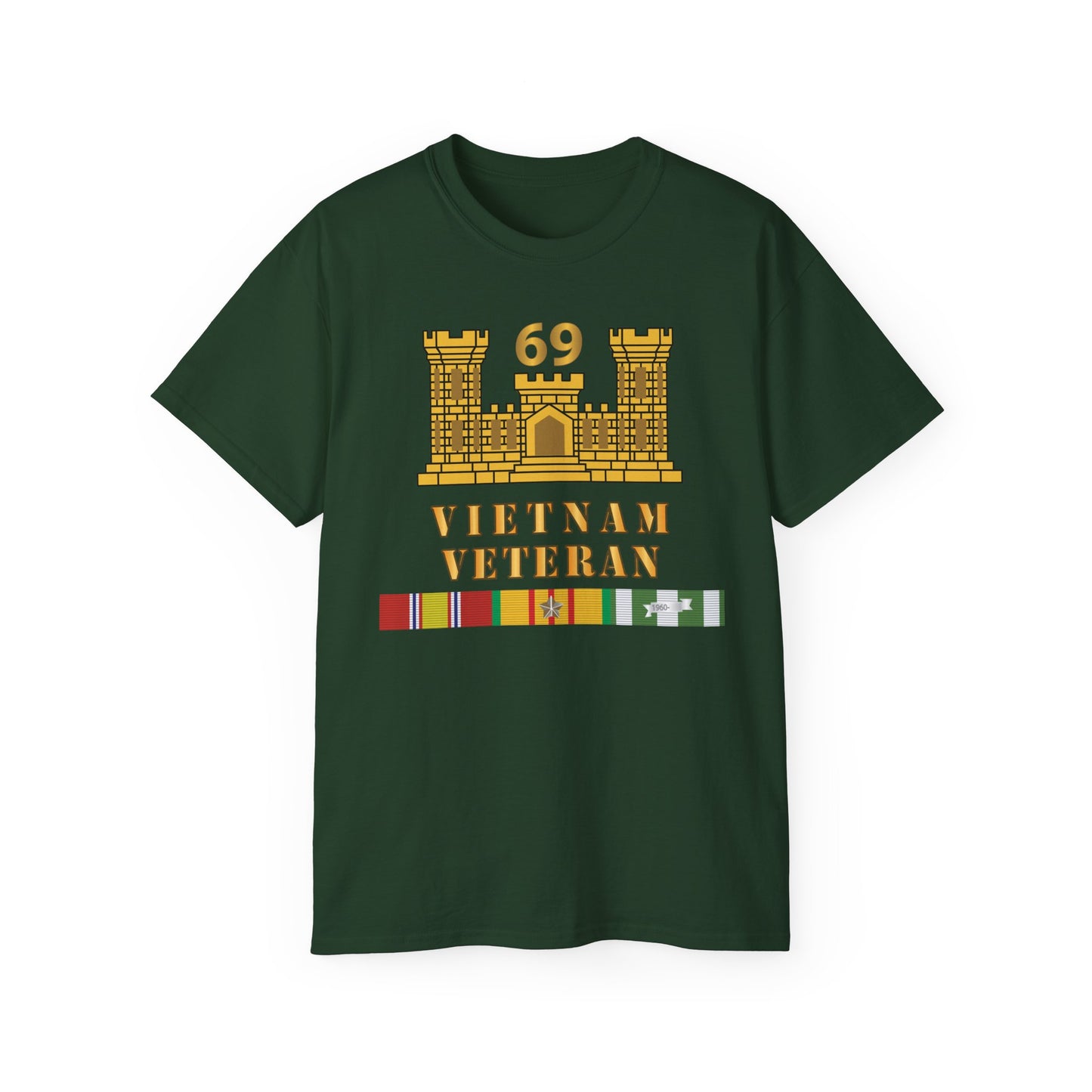 Unisex Ultra Cotton Tee - Army - 69th Engineer Battalion - ENG Branch - Vietnam Vet w VN SVC X 300