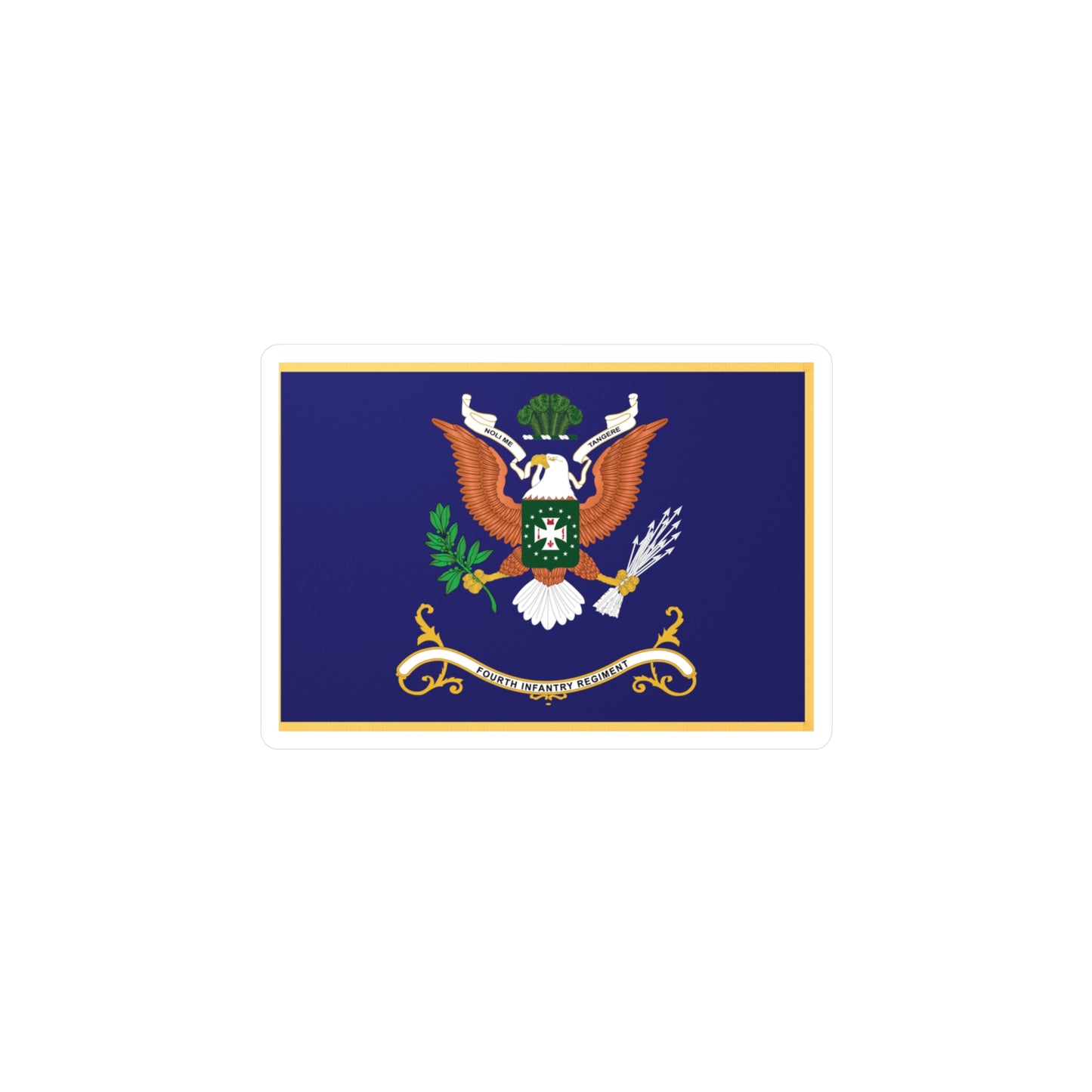 Kiss-Cut Vinyl Decals - Army - Regimental Colors - 4th Infantry Regiment - NOLI ME TANGERE - Flag w Fringe X 300