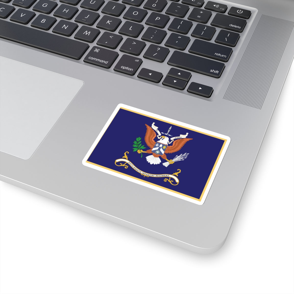 Kiss-Cut Stickers - Army - Regimental Colors - 105th Infantry Regiment - WE ARE ABLE AND WILL CONQUER Flag w Fringe X 300