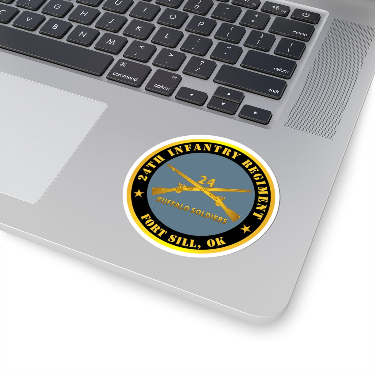 Kiss-Cut Stickers - Army - 24th Infantry Regiment - Fort Sill, OK - Buffalo Soldiers w Inf Branch