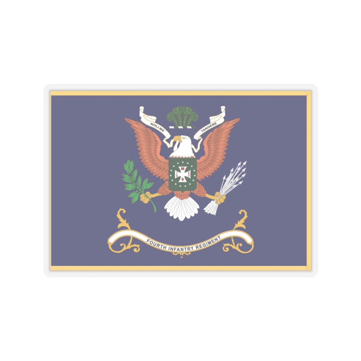Kiss-Cut Stickers - Army - Regimental Colors - 4th Infantry Regiment - NOLI ME TANGERE - Flag w Fringe X 300