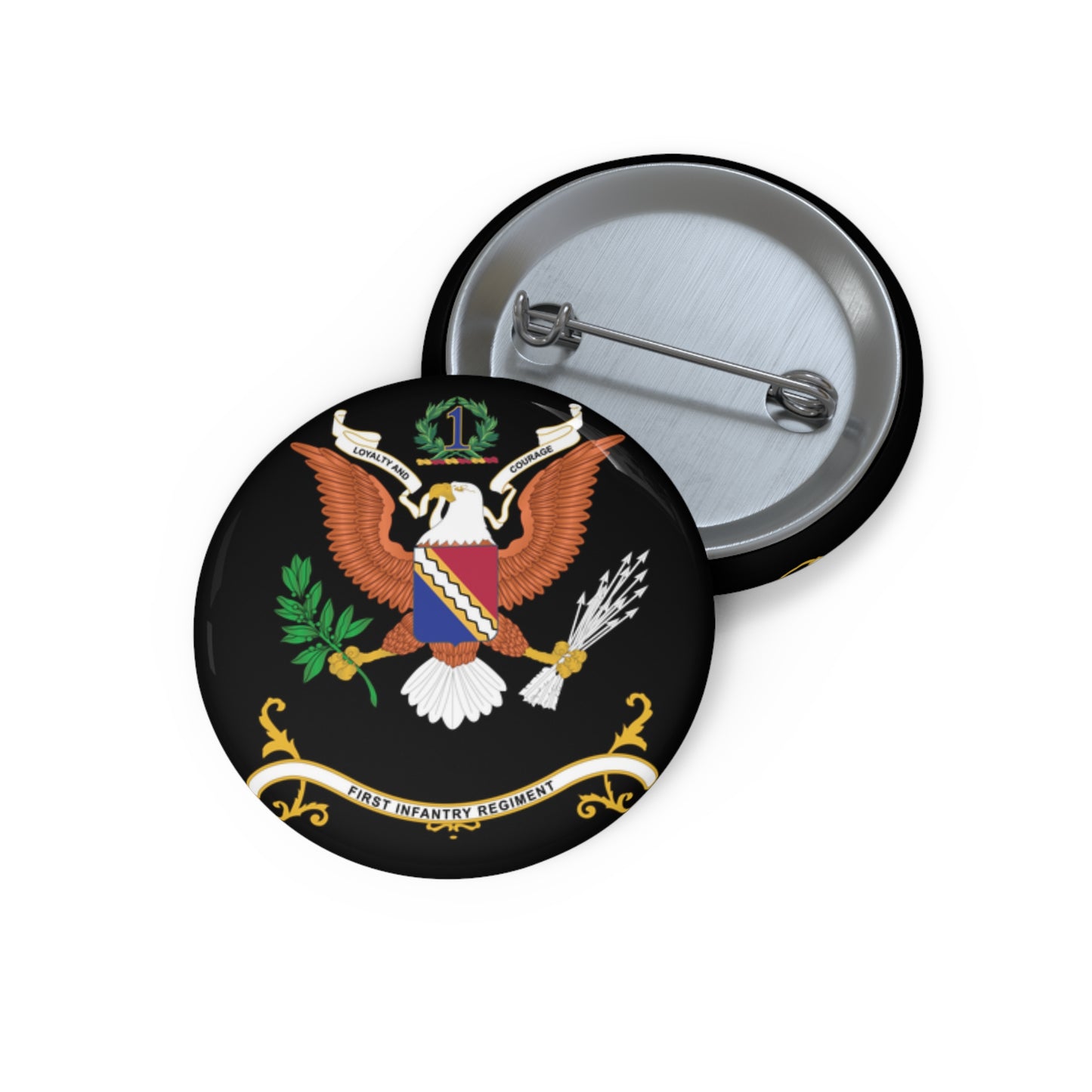 Custom Pin Buttons - Regimental Colors - 1st Infantry Regiment X 300