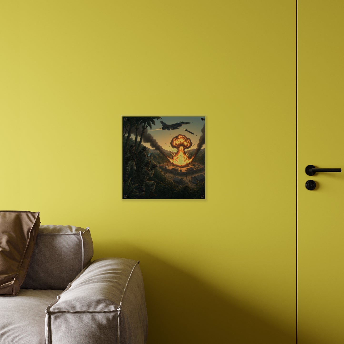 Acrylic Wall Art Panel - Jungle Drug Lab Destruction w Explosions