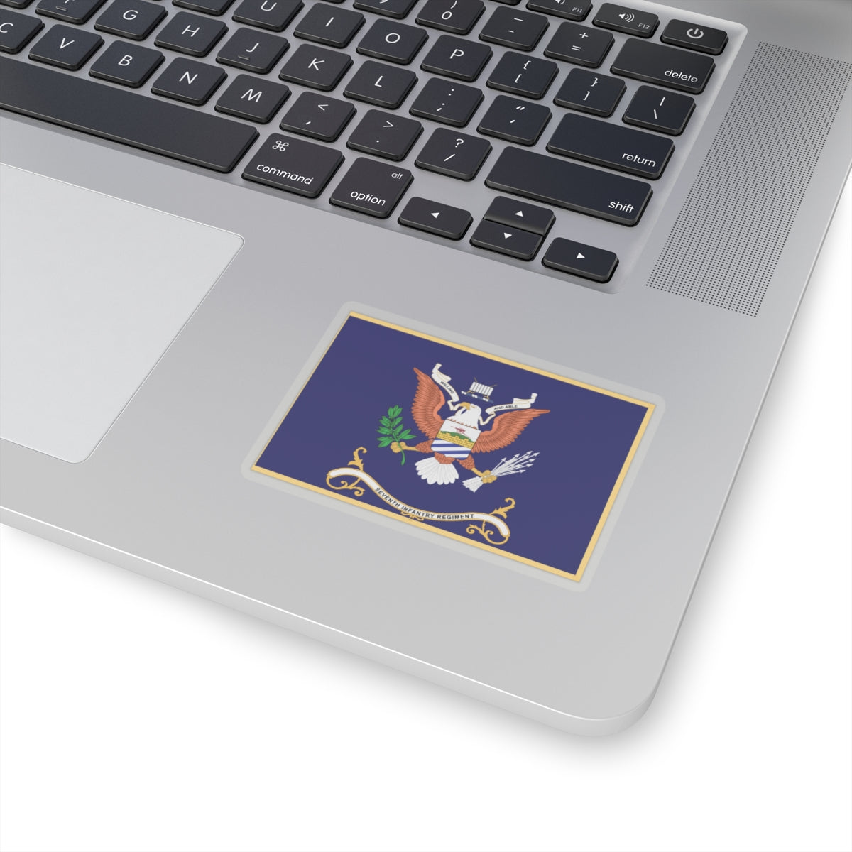 Kiss-Cut Stickers - Army - Regimental Colors - 7th Infantry Regiment - WILLING AND ABLE - Flag w Fringe X 300
