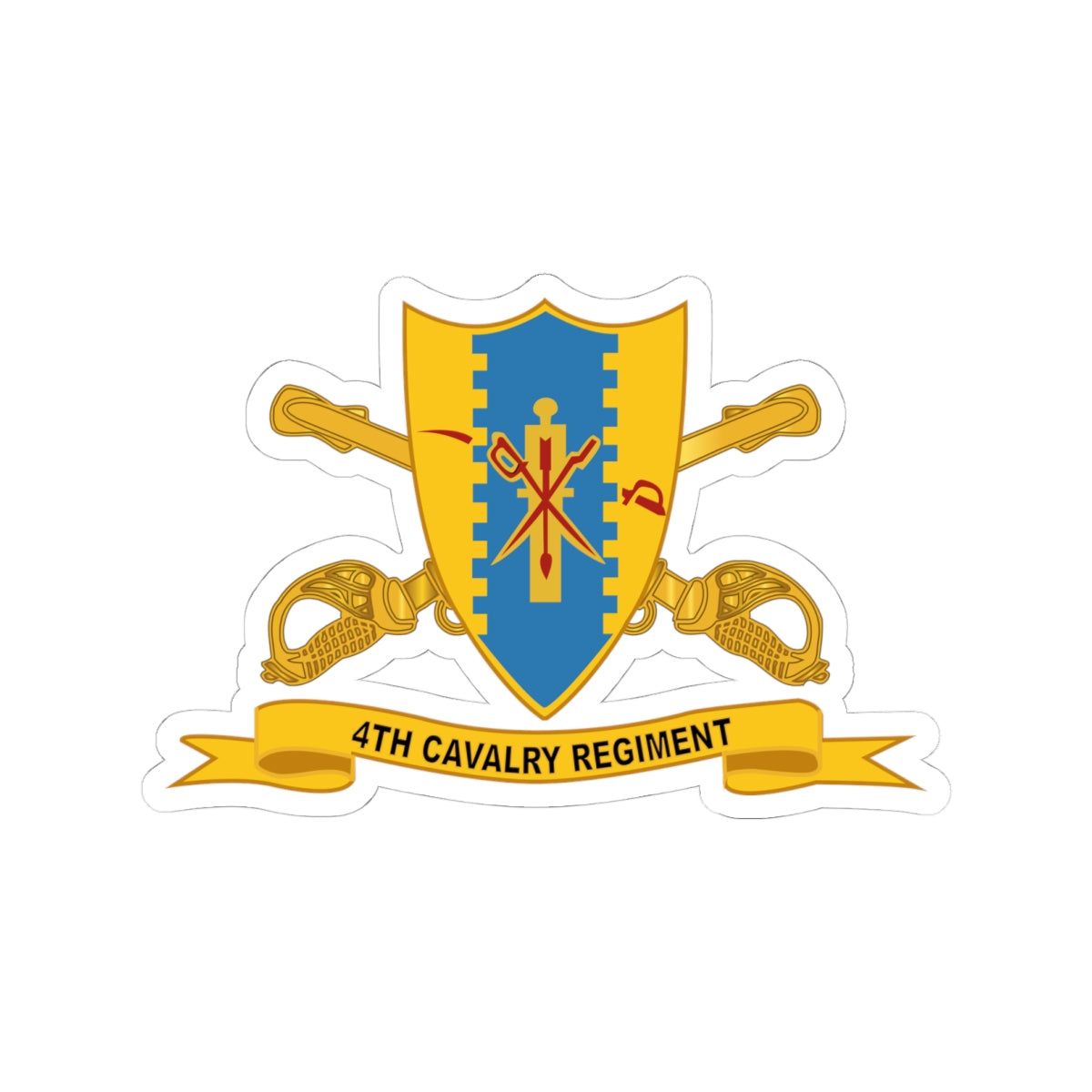 Kiss-Cut Stickers - Army - 4th Cavalry Regiment w Br - Ribbon